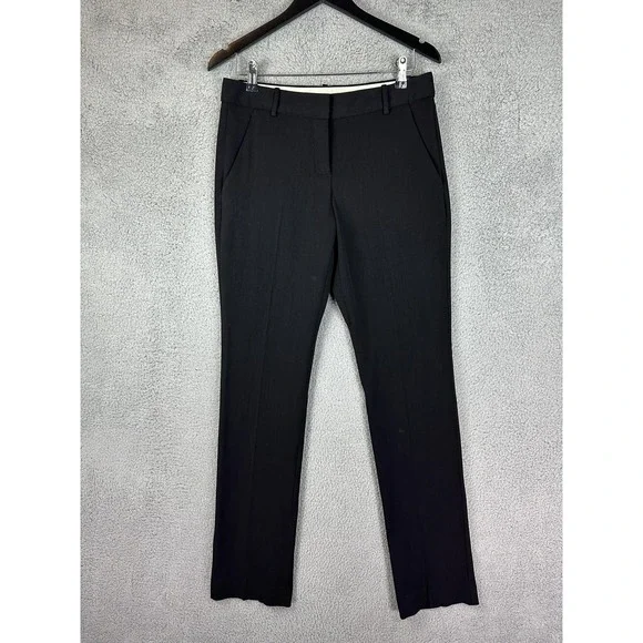 Theory Pants Womens 6 Black Wool Silk Blend Dress Slacks Tailored Work Made USA